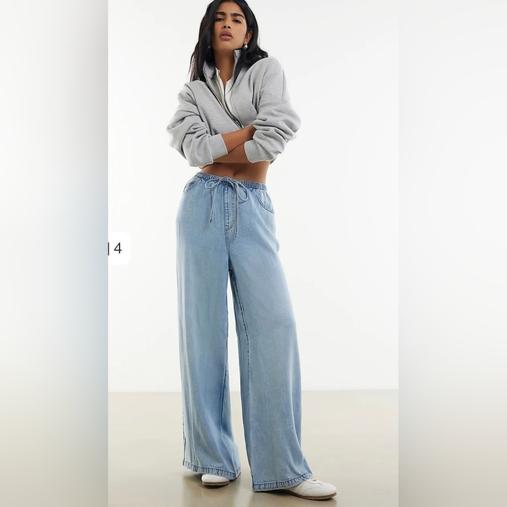 J. Jill Drawstring Waist Wide Leg Lightweight Jeans Sz 14P *H - Picture 1 of 8